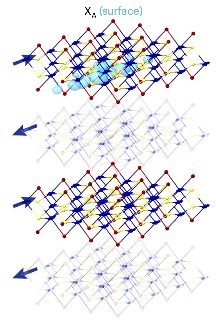 Magnetically confined surface excitons in a layered antiferromagnet